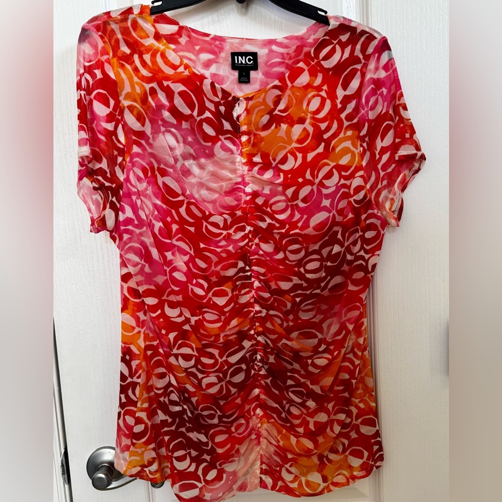 INC International Concepts Short  Sleeve Mesh Top